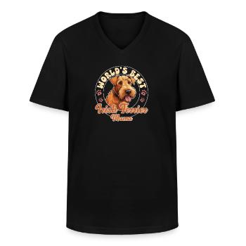 Ierse Terriër Hond Ierse Terriër Moeder - Klassiek mannen T-shirt met V-hals - zwart - Voor - AI Model Male 178 dark (178cm)