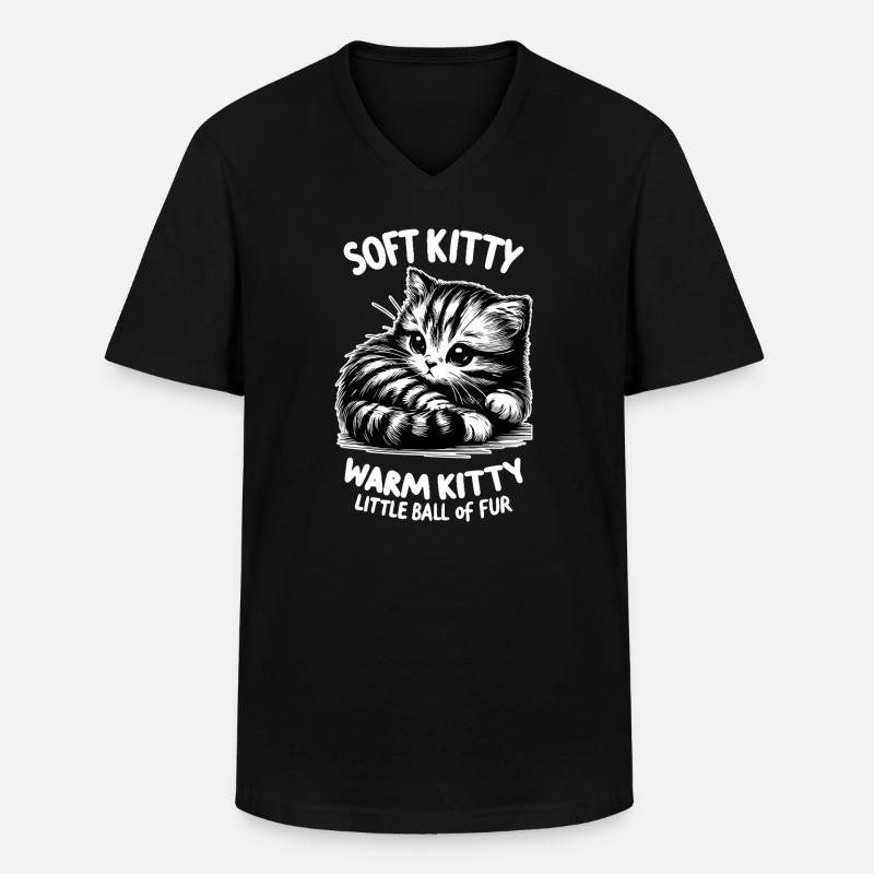 Soft Kitty (dunkel) - Männer-T-Shirt mit V-Ausschnitt - Schwarz