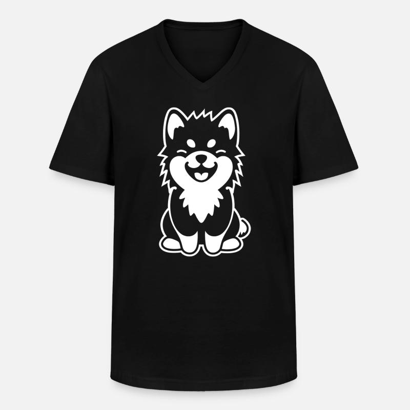 Pomsky - Männer-T-Shirt mit V-Ausschnitt - Schwarz