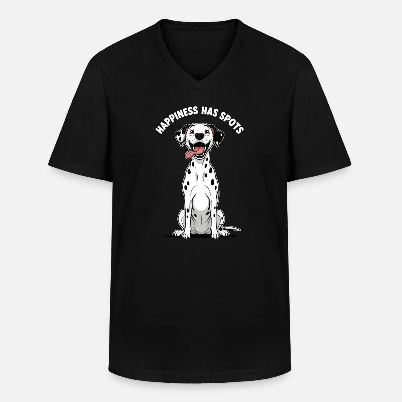 Happiness Has Spots Dalmatiner Design - Männer-T-Shirt mit V-Ausschnitt - Schwarz