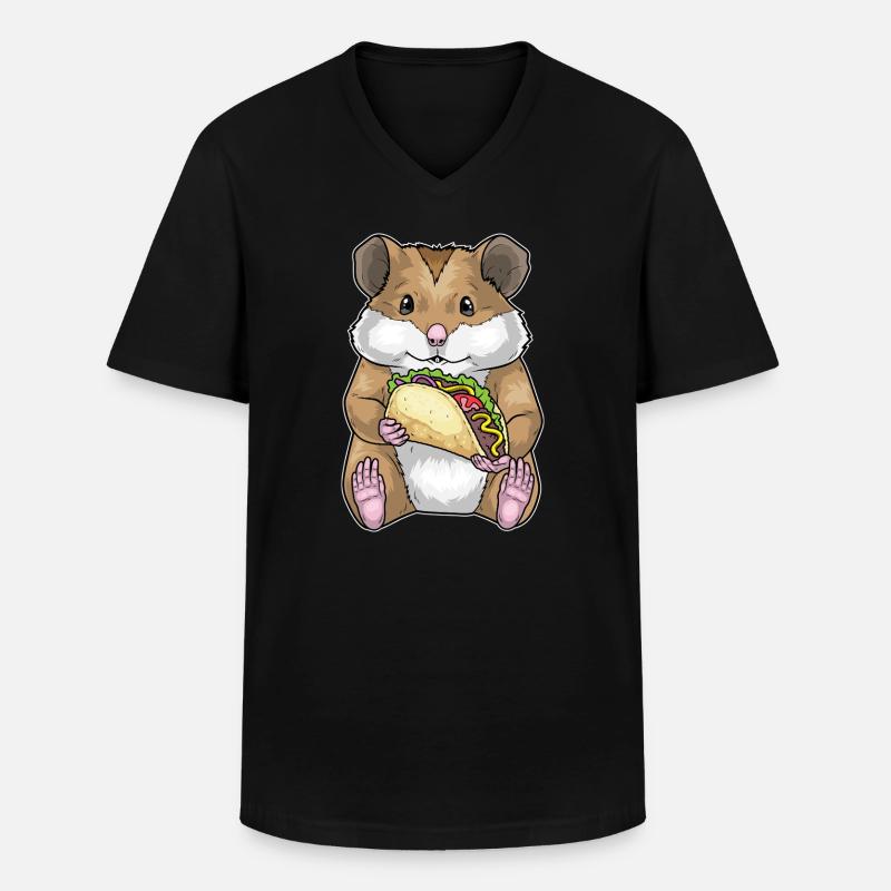 Hamster Taco - Männer-T-Shirt mit V-Ausschnitt - Schwarz
