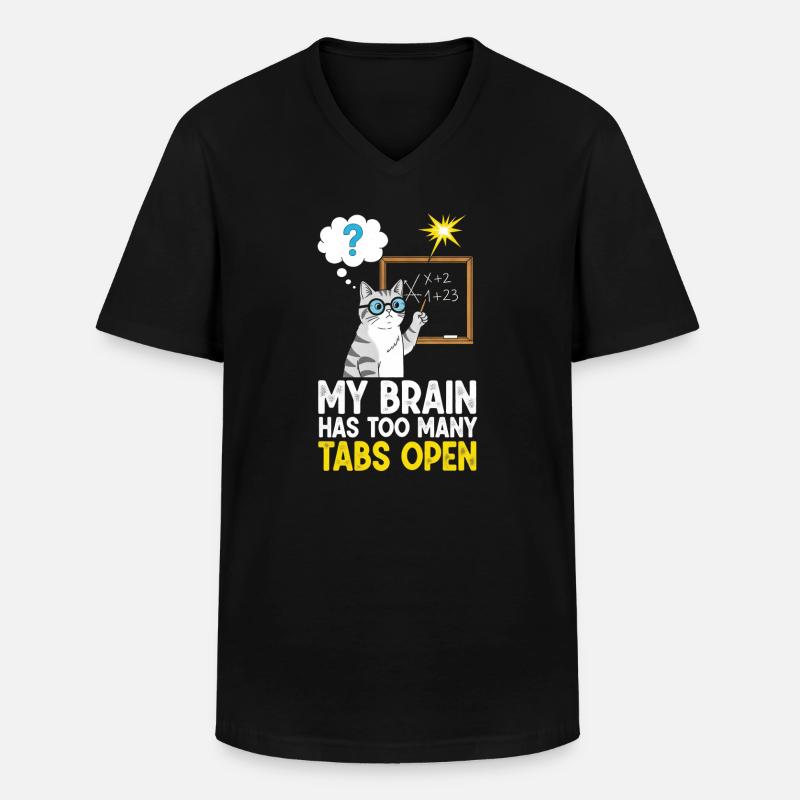 Humorvolles Katzenbild mit Schulkonzept - Männer-T-Shirt mit V-Ausschnitt - Schwarz
