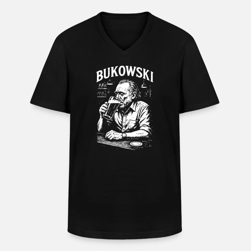 Charles Bukowski Bar-Porträt - Männer-T-Shirt mit V-Ausschnitt - Schwarz