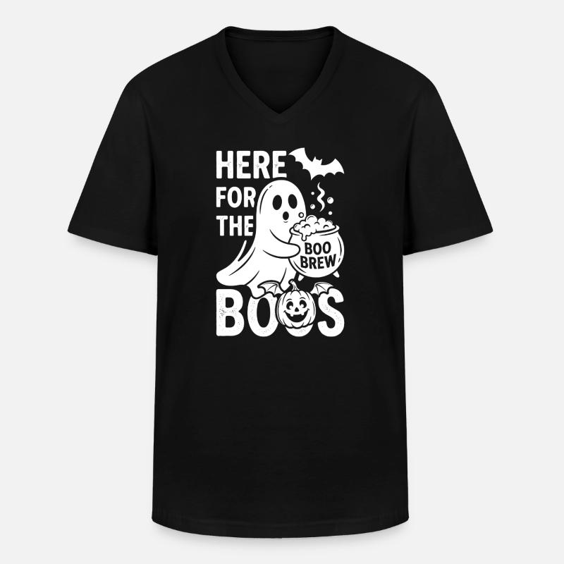 Geist mit Boo Brew Halloween - Männer-T-Shirt mit V-Ausschnitt - Schwarz