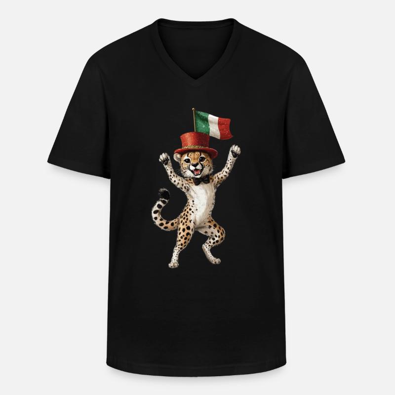 Gepard - Männer-T-Shirt mit V-Ausschnitt - Schwarz