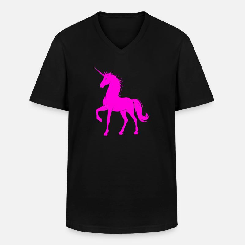 Einhorn - Männer-T-Shirt mit V-Ausschnitt - Schwarz