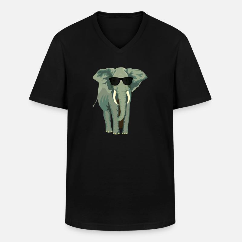 Elephant with sunglass - Männer-T-Shirt mit V-Ausschnitt - Schwarz