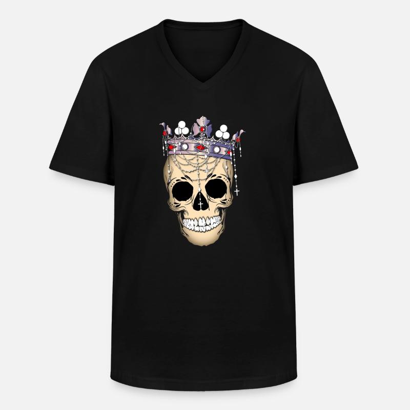 Totenkopf mit Krone - Männer-T-Shirt mit V-Ausschnitt - Schwarz