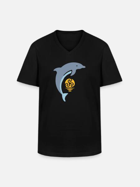 Tribal dolphin - Männer-T-Shirt mit V-Ausschnitt - Schwarz