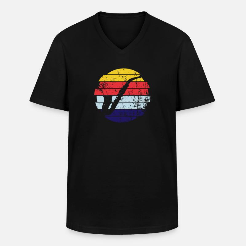 Saxofon - Männer-T-Shirt mit V-Ausschnitt - Schwarz
