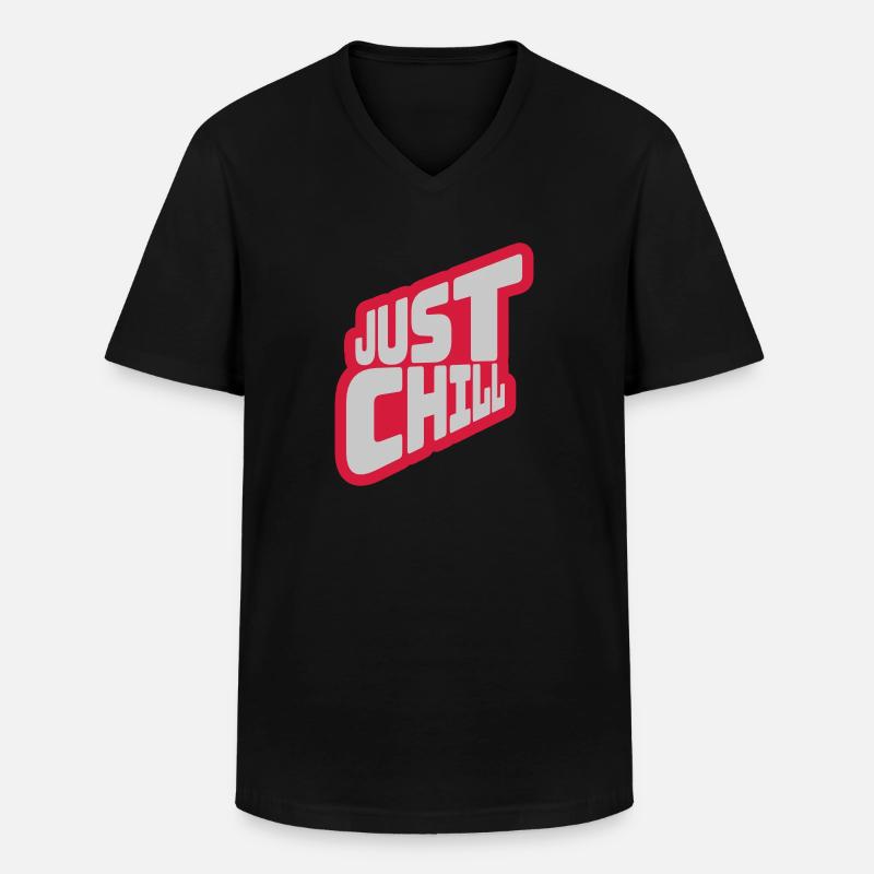 Just Chill Text Logo - Männer-T-Shirt mit V-Ausschnitt - Schwarz