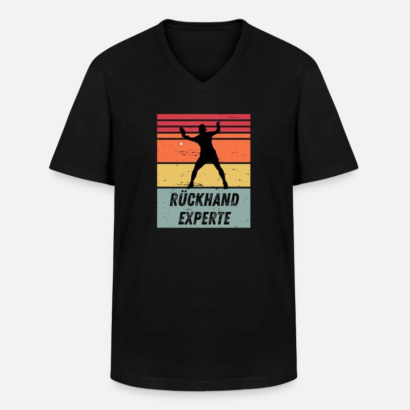 Rückhandexperte - Männer-T-Shirt mit V-Ausschnitt - Schwarz