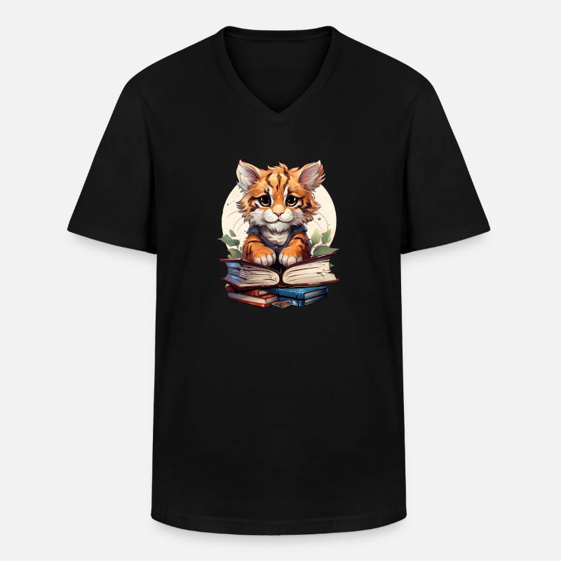 Tiger - Männer-T-Shirt mit V-Ausschnitt - Schwarz
