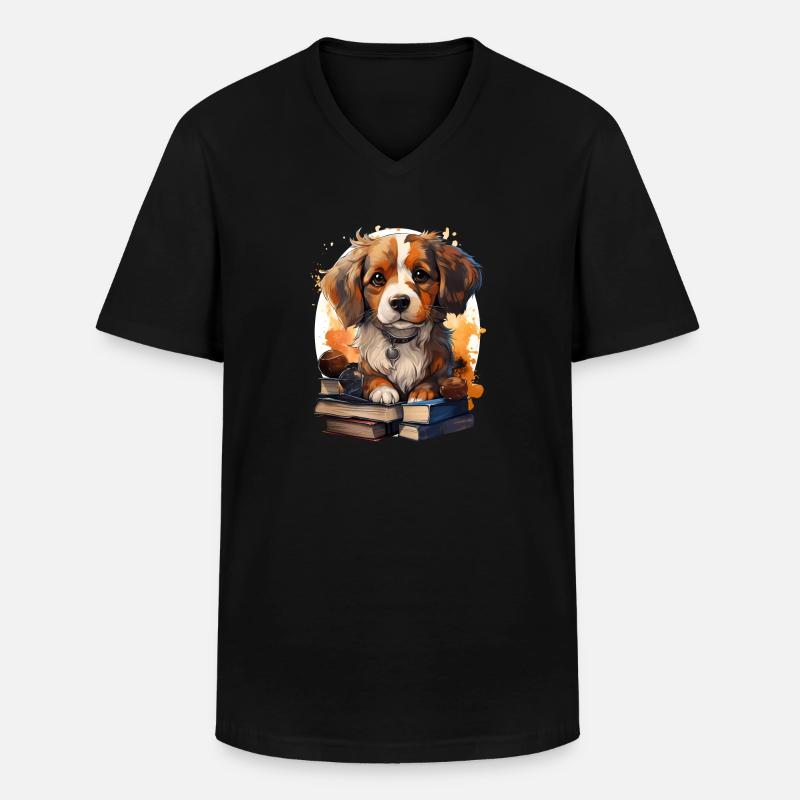 Beagle - Männer-T-Shirt mit V-Ausschnitt - Schwarz