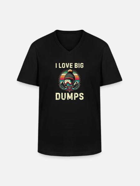 Skiing I love big DUMPS - Men's V-Neck T-Shirt - black