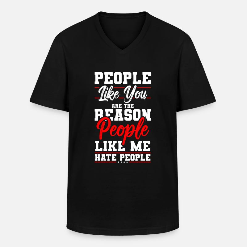 I hate people's aversion - Men's V-Neck T-Shirt - black