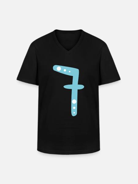 Nummer 7 - Männer-T-Shirt mit V-Ausschnitt - Schwarz