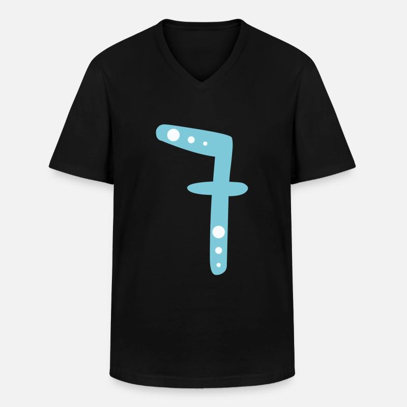 Number 7 - Men's V-Neck T-Shirt - black