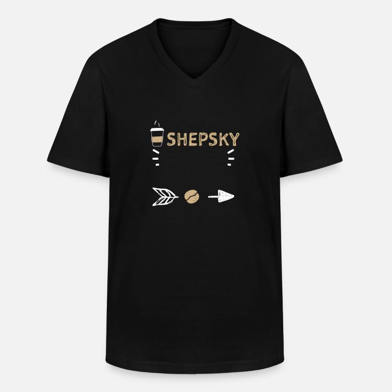 Shepsky - Coffee - Männer-T-Shirt mit V-Ausschnitt - Schwarz