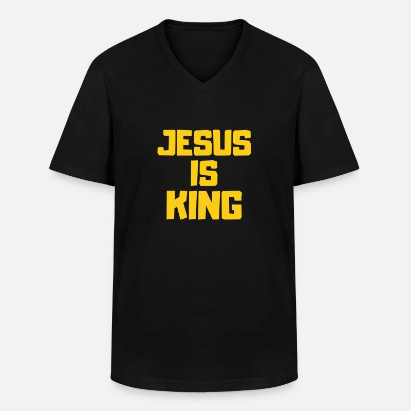 Jesus is King Christlich Geschenk - Männer-T-Shirt mit V-Ausschnitt - Schwarz