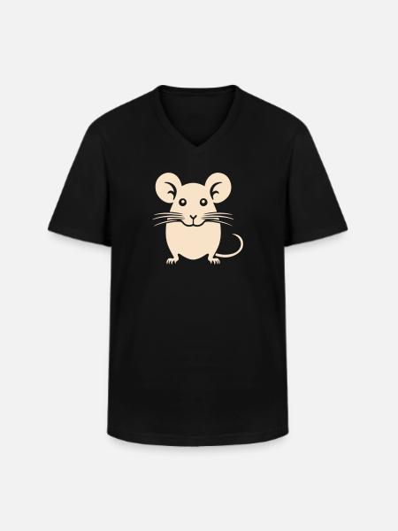 Cheerful Mouse Illustration - Men's V-Neck T-Shirt - black