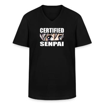 Certified Senpai Anime Manga Zertifizierter Senpai - Männer-T-Shirt mit V-Ausschnitt - Schwarz - Vorne - AI Model Male 178 dark (178cm)