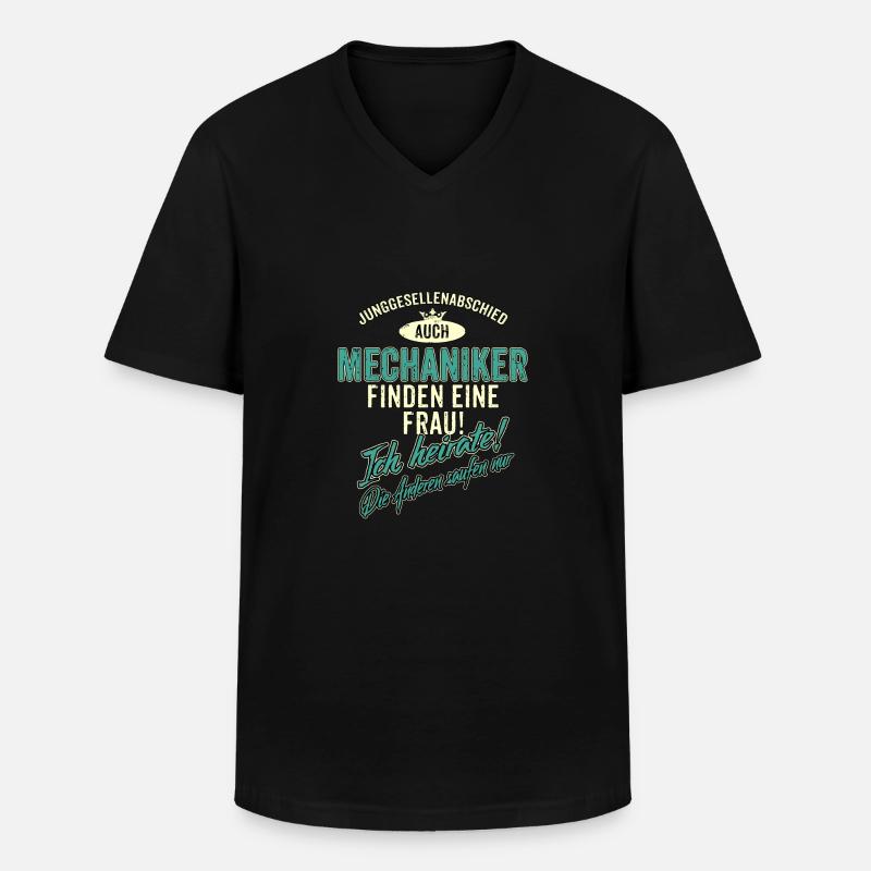 JGA BRAEUTIGAM - Mechaniker - Version Auch - - Männer-T-Shirt mit V-Ausschnitt - Schwarz