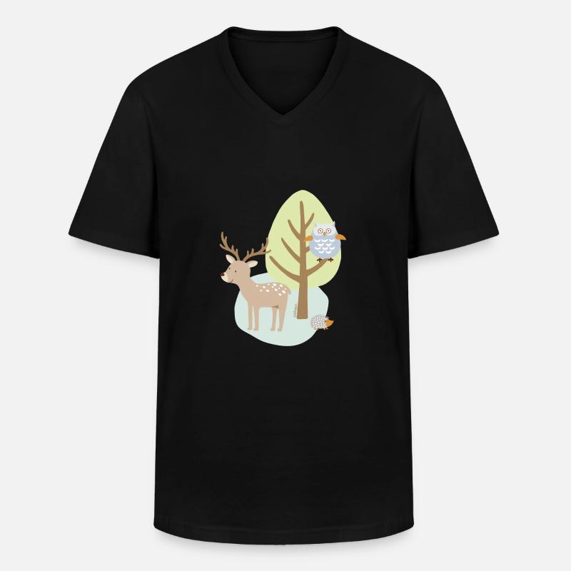 Patch_Hirsch2 - Männer-T-Shirt mit V-Ausschnitt - Schwarz