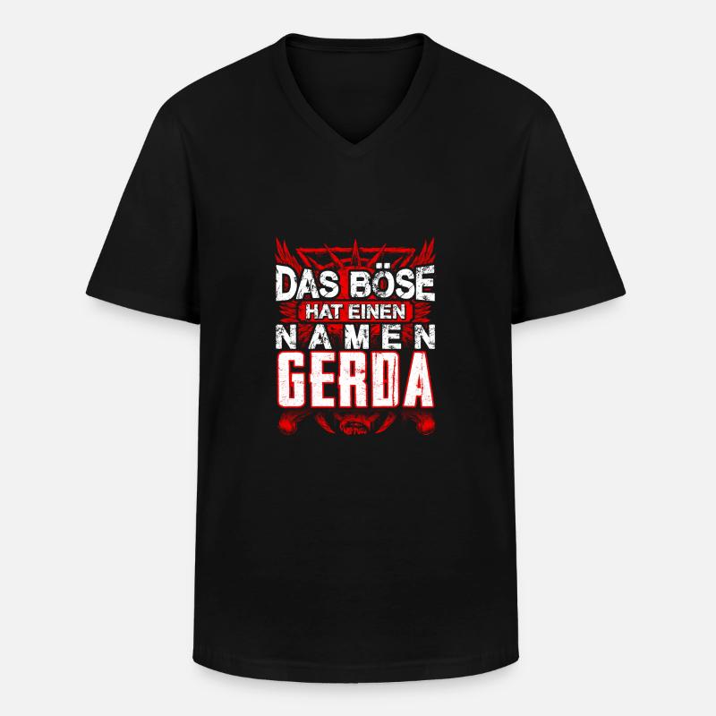 GERDA - Böse - Männer-T-Shirt mit V-Ausschnitt - Schwarz