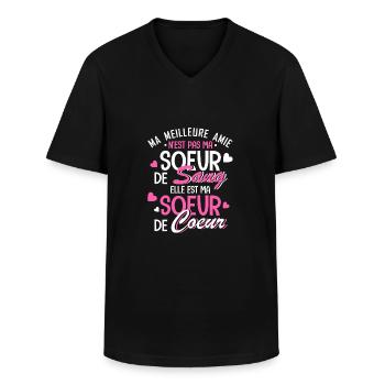 ma meilleure amie est ma soeur de coeur - T-shirt col V Homme - noir - Devant - AI Model Male 178 dark (178cm)