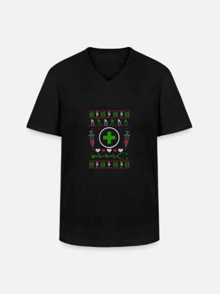 Nurse nursing profession Ugly Christmas - Men's V-Neck T-Shirt - black