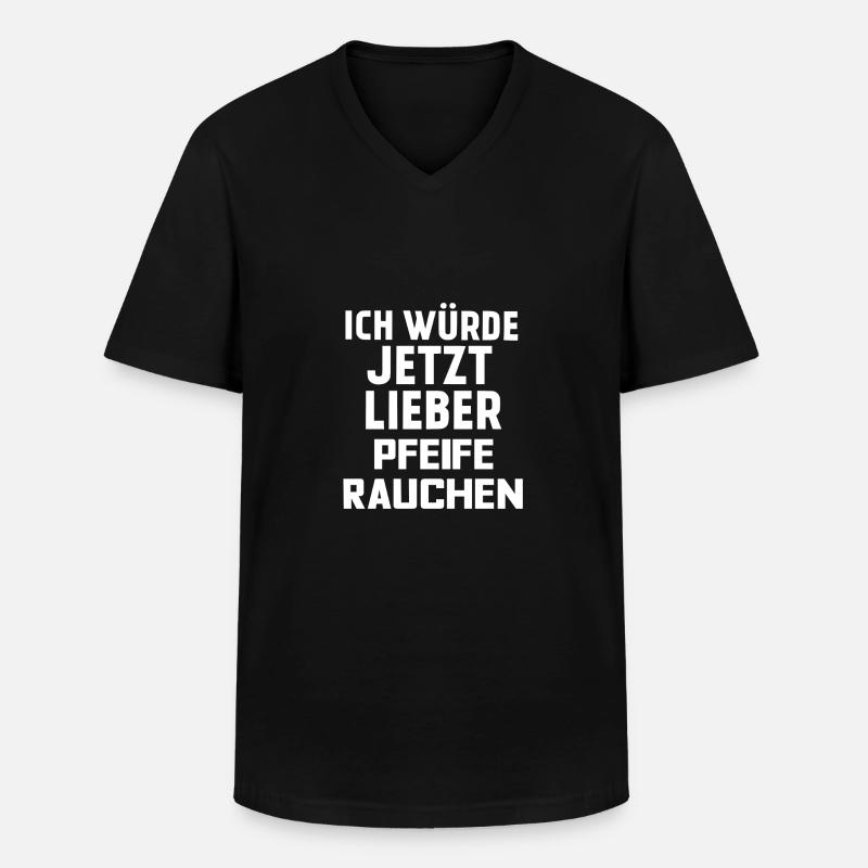 PFEIFE RAUCHEN - Männer-T-Shirt mit V-Ausschnitt - Schwarz
