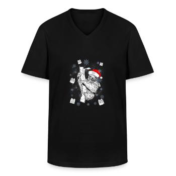 Faultier Santa Weihnachten Geschenk - Männer-T-Shirt mit V-Ausschnitt - Schwarz - Vorne - AI Model Male 178 dark (178cm)