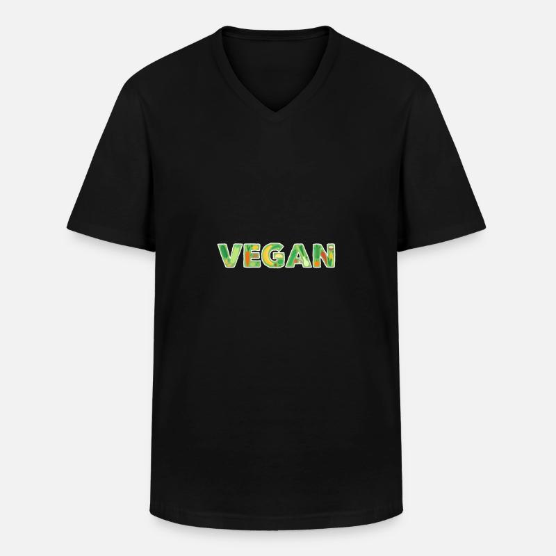 Vegan - Männer-T-Shirt mit V-Ausschnitt - Schwarz