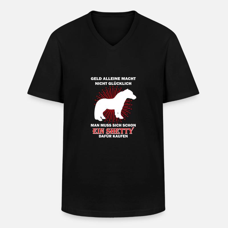 Shetty Shetlandpony - Männer-T-Shirt mit V-Ausschnitt - Schwarz