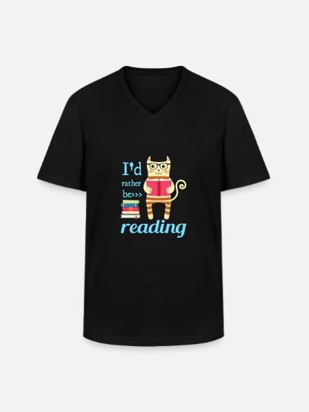 I would rather read - Men's V-Neck T-Shirt - black