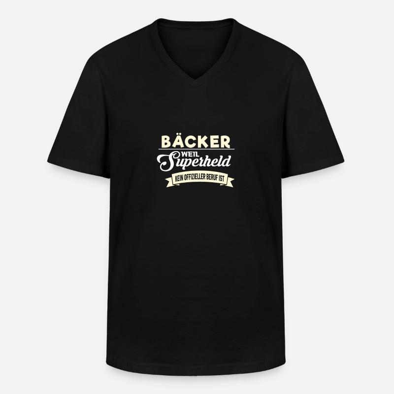 Superheld Beruf Bäcker - Männer-T-Shirt mit V-Ausschnitt - Schwarz