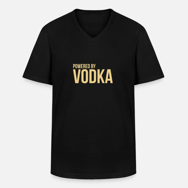 Powered by Vodka - Männer-T-Shirt mit V-Ausschnitt - Schwarz