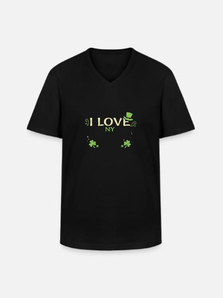 I Love Ny - Saint-Patrick - T-shirt col V Homme - noir