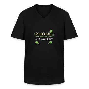 Téléphone à Shenanigans Et Malarkey - T-shirt col V Homme - noir - Devant - AI Model Male 178 dark (178cm)