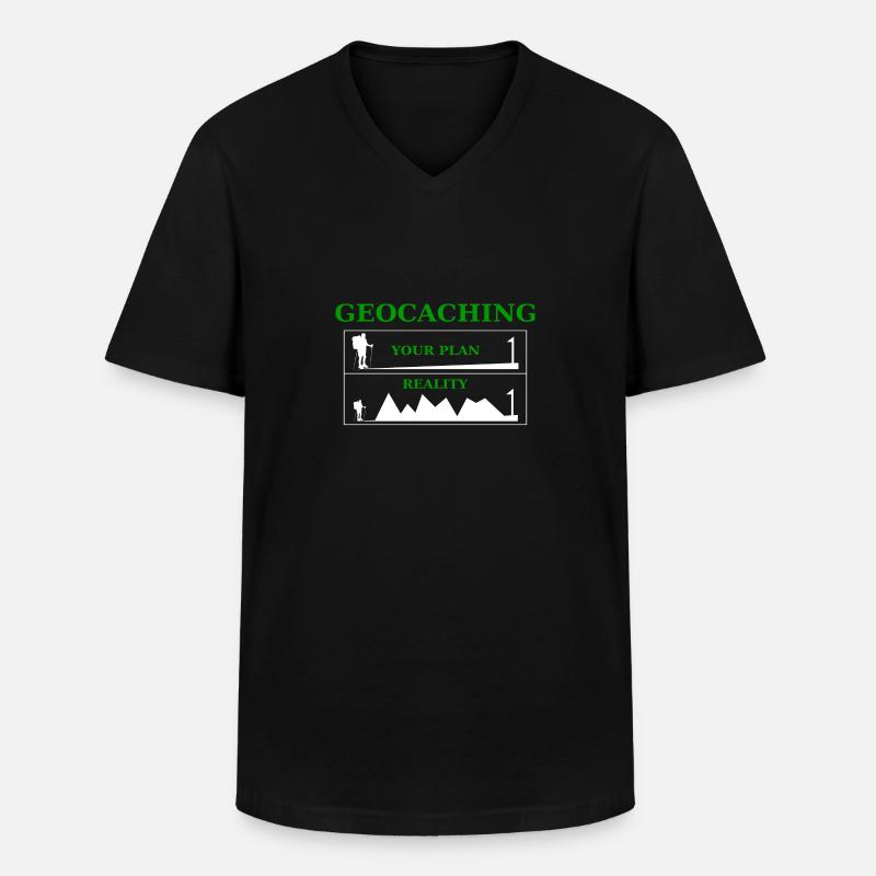 Geocaching - Männer-T-Shirt mit V-Ausschnitt - Schwarz