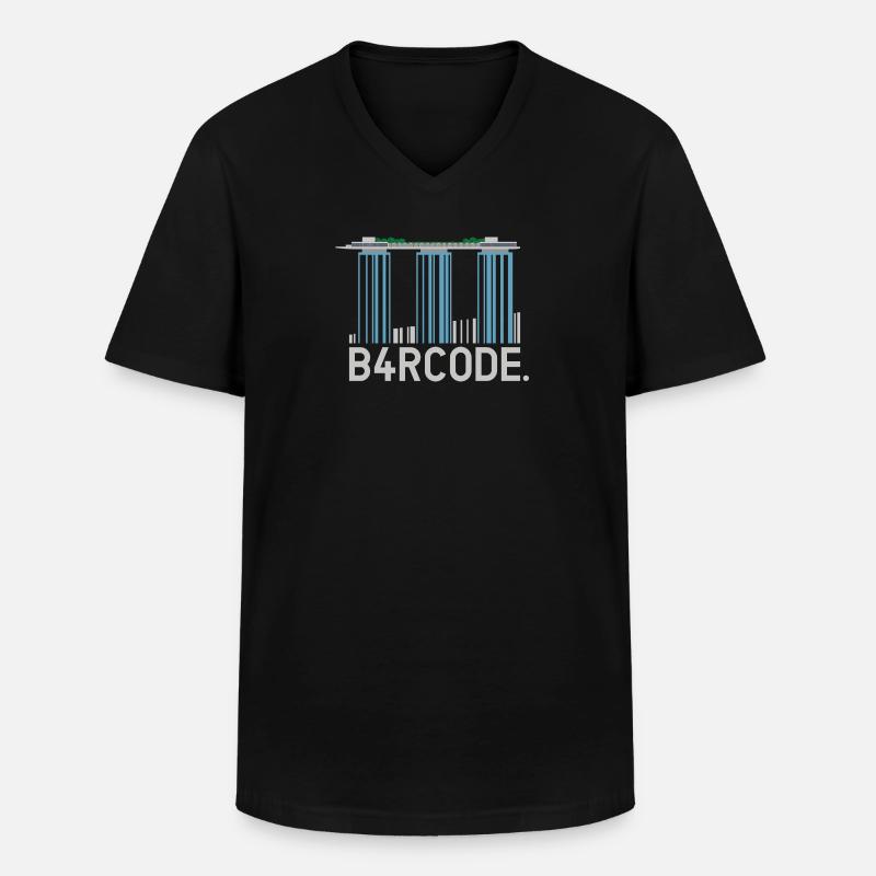 B4RCODE. Singapore - Männer-T-Shirt mit V-Ausschnitt - Schwarz