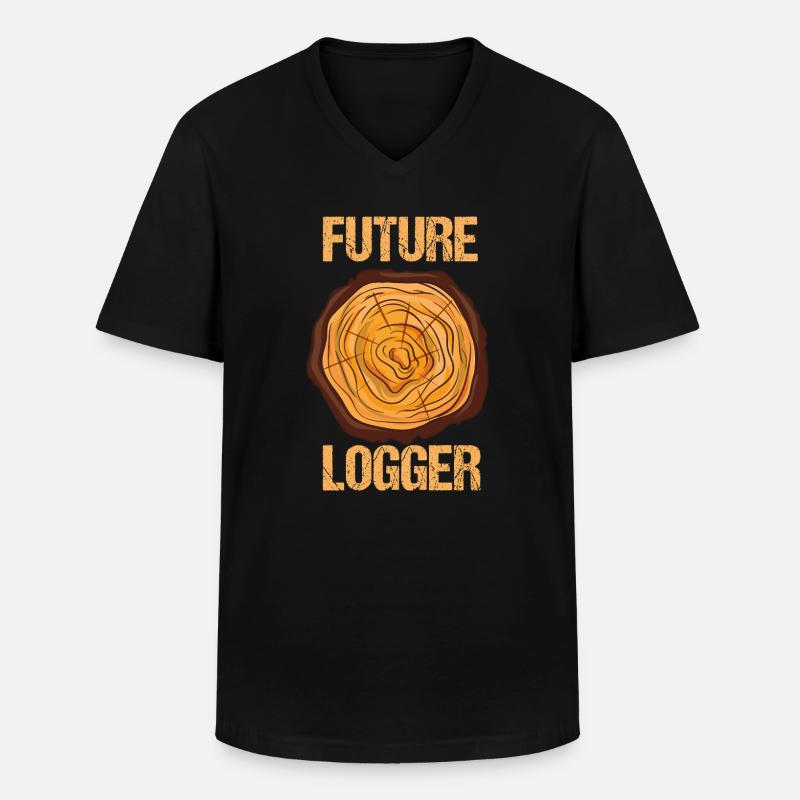 Future Logger Waldarbeiter Design - Männer-T-Shirt mit V-Ausschnitt - Schwarz