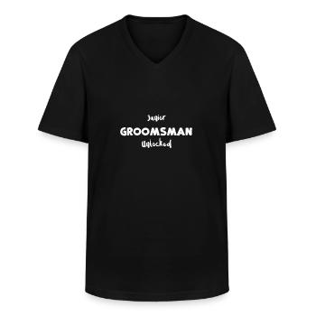 Junior Groomsman débloqué - T-shirt col V Homme - noir - Devant - AI Model Male 178 dark (178cm)