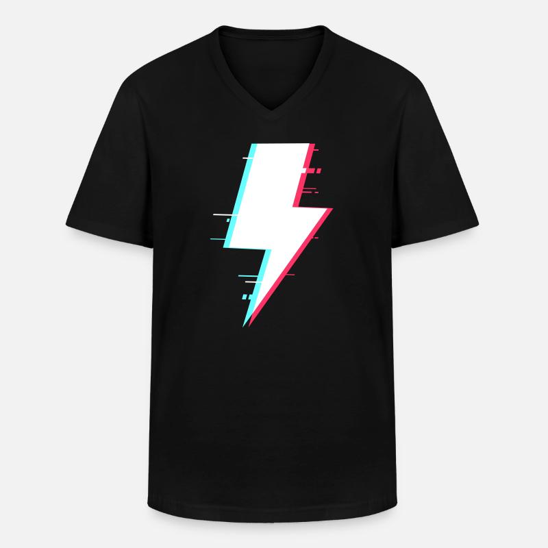 Blitzstil Retro Digitale Beleuchtung - Männer-T-Shirt mit V-Ausschnitt - Schwarz