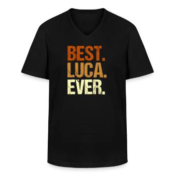 Luca - Männer-T-Shirt mit V-Ausschnitt - Schwarz - Vorne - AI Model Male 178 dark (178cm)