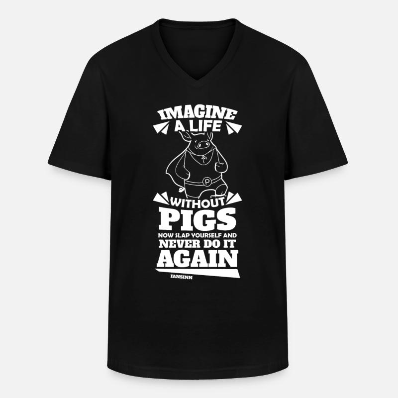 Schwein - Männer-T-Shirt mit V-Ausschnitt - Schwarz