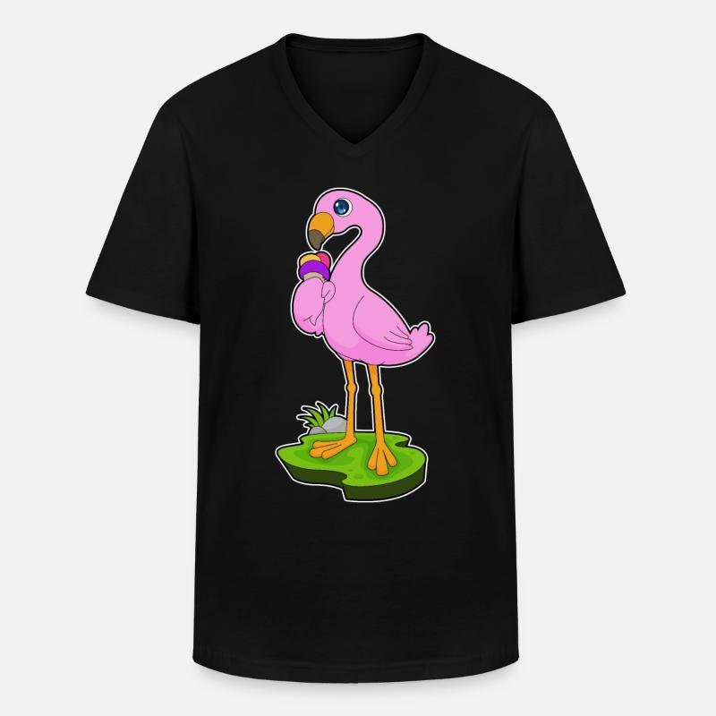 Flamingo Waffeleis - Männer-T-Shirt mit V-Ausschnitt - Schwarz