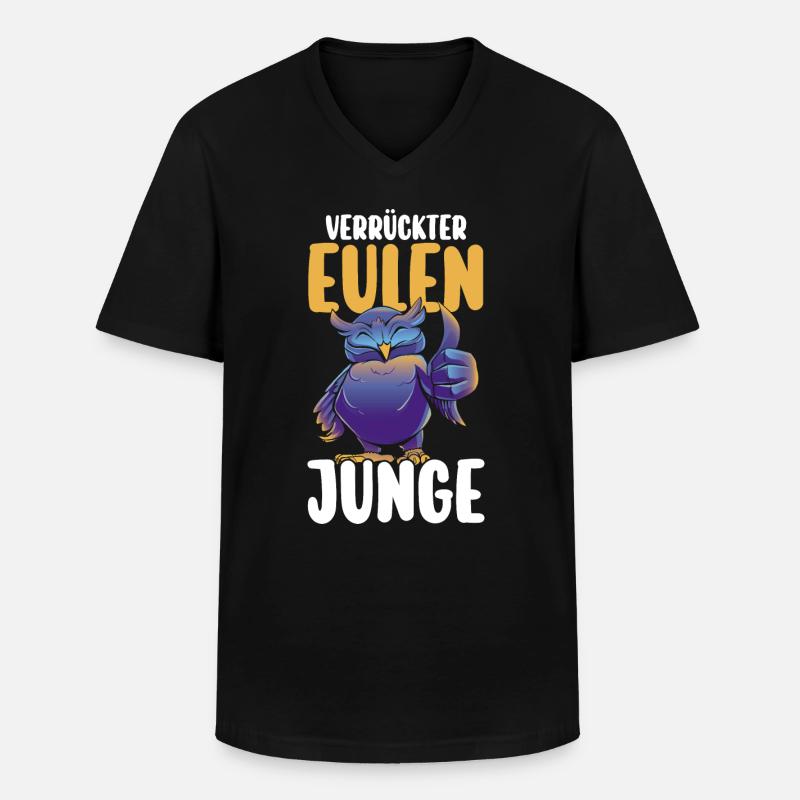 Eulen - Männer-T-Shirt mit V-Ausschnitt - Schwarz