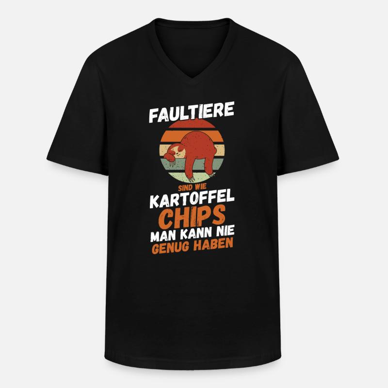 Faultier - Männer-T-Shirt mit V-Ausschnitt - Schwarz